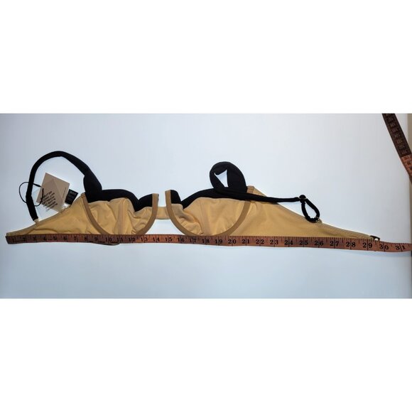 SAME LOS ANGELES BIKINY TOP XLarge WOMENS Beige/Black UNDERWIRE Faux Suede  SWIM - Picture 9 of 10